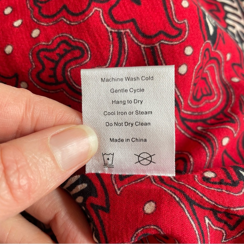 XiRENA Iris Midi Skirt Fire Red Size XS Colorful Cotton Tiered Coastal Bohemian - Picture 8 of 9